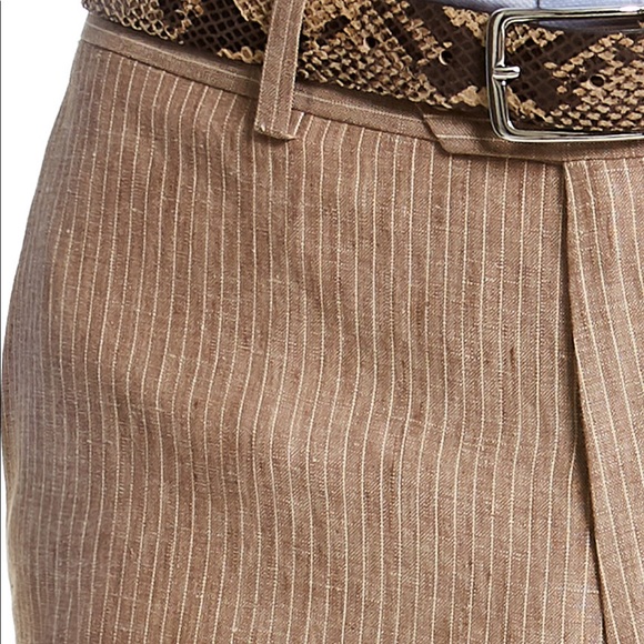 Bar III Men’s Slim Fit Tan Pinstripe Linen Suit Pants Created for Macy’s - Picture 3 of 10